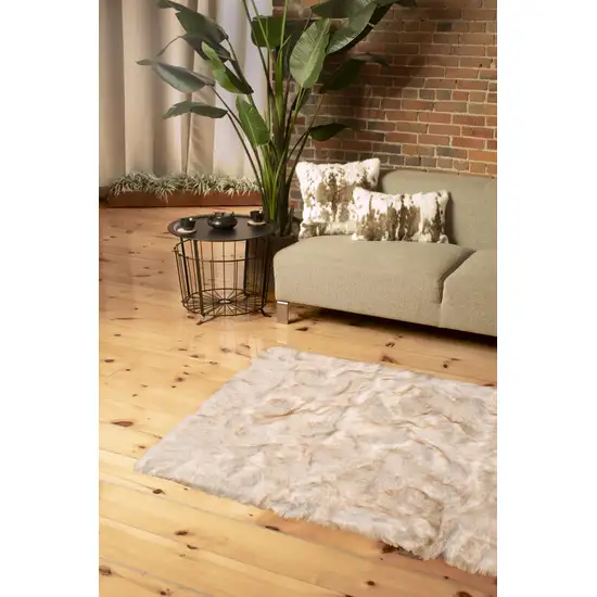 Ombre Tan Faux Fur Washable Non Skid Area Rug Photo 6