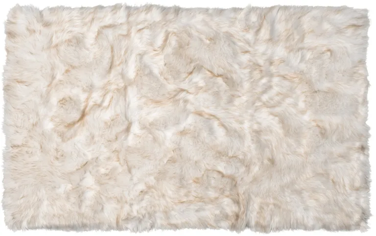 Ombre Tan Faux Fur Washable Non Skid Area Rug Photo 1