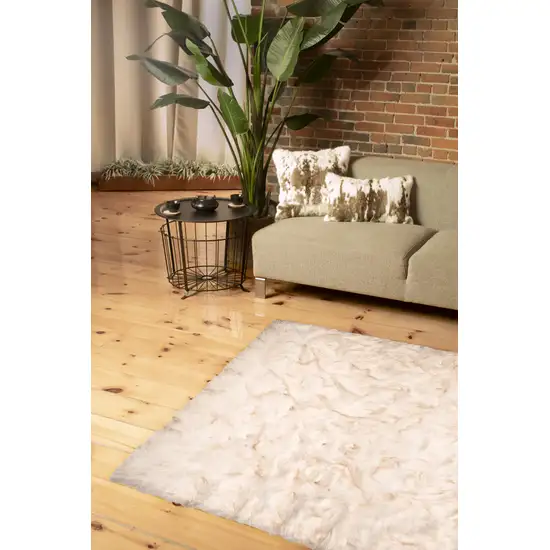 Ombre Tan Faux Fur Washable Non Skid Area Rug Photo 3