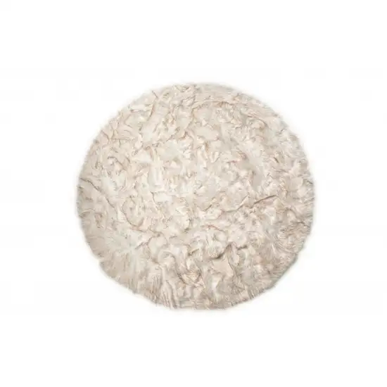 Ombre Tan Round Faux Fur Washable Non Skid Area Rug Photo 1