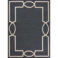 Photo of Onyx Black Hand Hooked UV Treated Bordered Indoor Outdoor Accent Rug