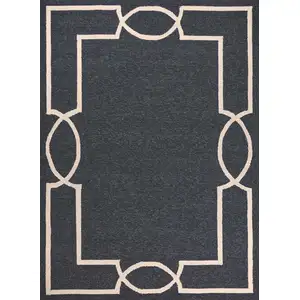 Photo of Onyx Black Hand Hooked UV Treated Bordered Indoor Outdoor Accent Rug