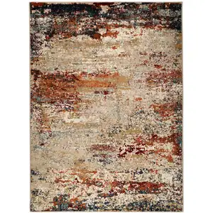 Photo of Orange Abstract Power Loom Area Rug