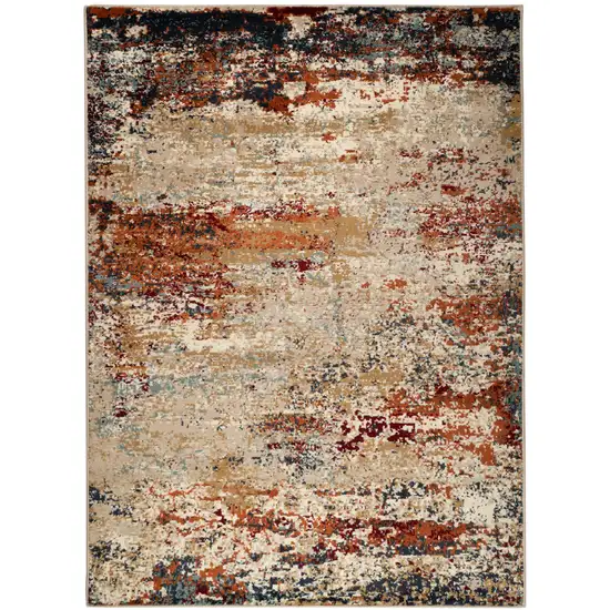 Orange Abstract Power Loom Area Rug Photo 1