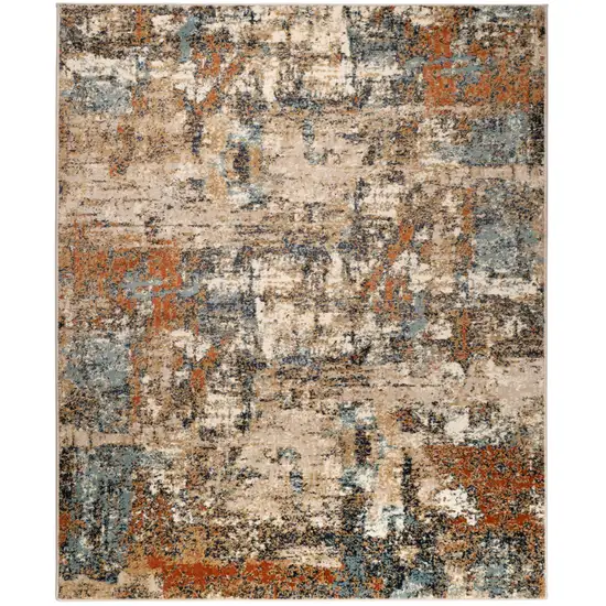 Orange Abstract Power Loom Area Rug Photo 1