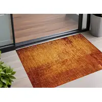 Photo of Orange Abstract Washable Non Skid Indoor Outdoor Area Rug