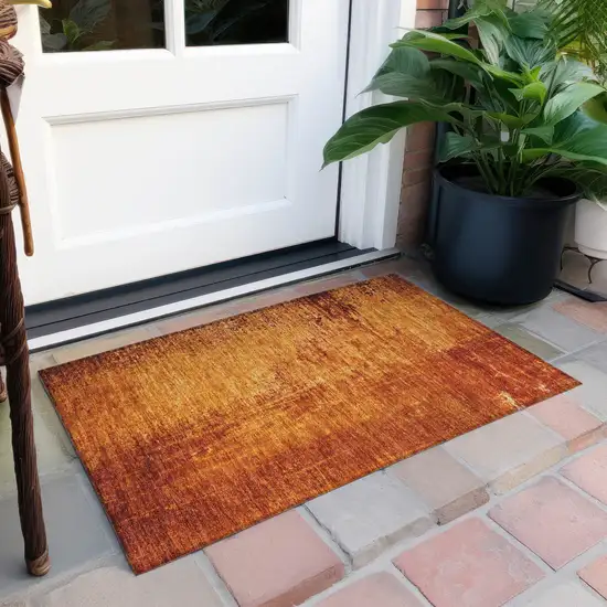 Orange Abstract Washable Non Skid Indoor Outdoor Area Rug Photo 8