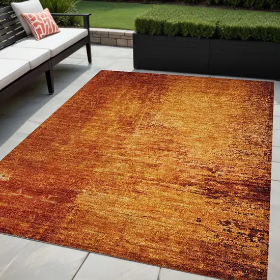 Orange Abstract Washable Non Skid Indoor Outdoor Area Rug Photo 1