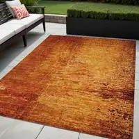 Photo of Orange Abstract Washable Non Skid Indoor Outdoor Area Rug