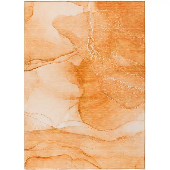 Orange Abstract Washable Non Skid Indoor Outdoor Area Rug Photo 2