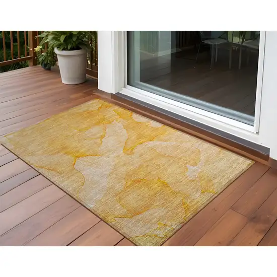 Orange Abstract Washable Non Skid Indoor Outdoor Area Rug Photo 1