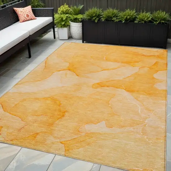 Orange Abstract Washable Non Skid Indoor Outdoor Area Rug Photo 1