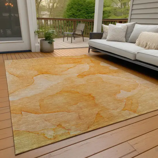 Orange Abstract Washable Non Skid Indoor Outdoor Area Rug Photo 9