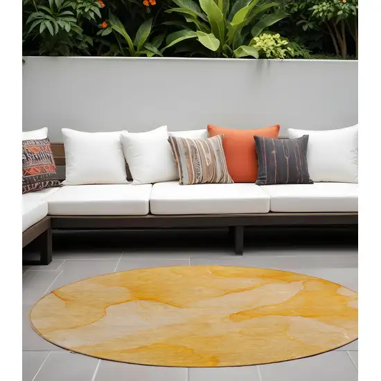 Orange Abstract Washable Non Skid Indoor Outdoor Area Rug Photo 1