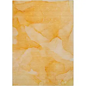 Photo of Orange Abstract Washable Non Skid Indoor Outdoor Area Rug