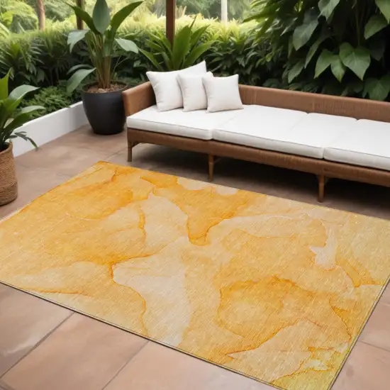 Orange Abstract Washable Non Skid Indoor Outdoor Area Rug Photo 1