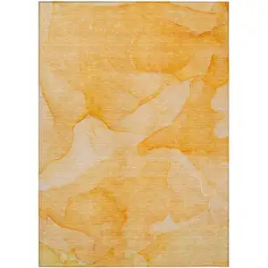 Photo of Orange Abstract Washable Non Skid Indoor Outdoor Area Rug