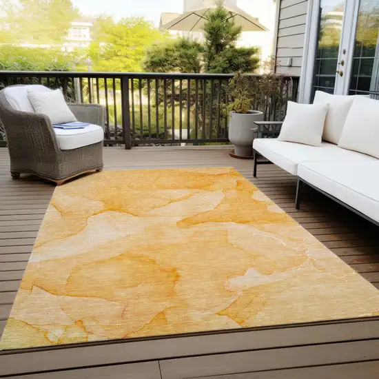 Orange Abstract Washable Non Skid Indoor Outdoor Area Rug Photo 6