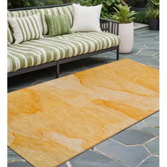 Orange Abstract Washable Non Skid Indoor Outdoor Runner Rug Photo 1