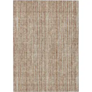 Photo of Orange And Beige Striped Washable Indoor Outdoor Area Rug