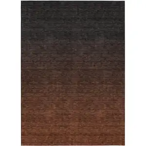 Photo of Orange And Charcoal Abstract Washable Indoor Outdoor Area Rug