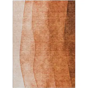 Photo of Orange And Copper Ombre Washable Indoor Outdoor Area Rug