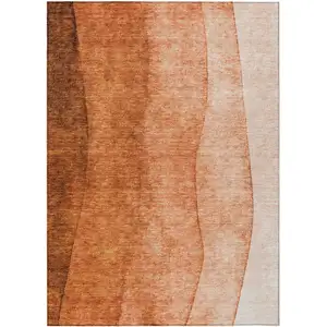 Photo of Orange And Copper Ombre Washable Indoor Outdoor Area Rug