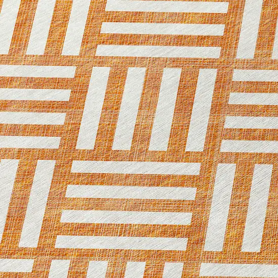 Orange And Ivory Geometric Washable Indoor Outdoor Area Rug Photo 5