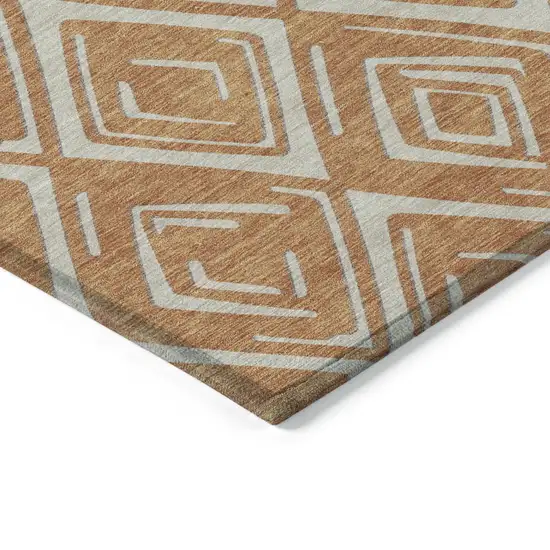 Orange And Ivory Geometric Washable Indoor Outdoor Area Rug Photo 5