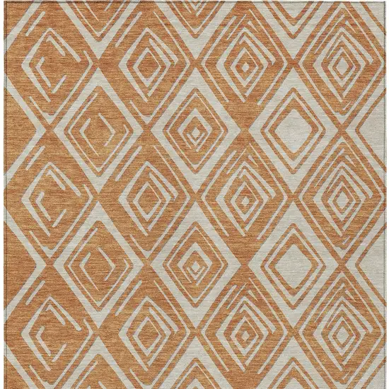 Orange And Ivory Geometric Washable Indoor Outdoor Area Rug Photo 8