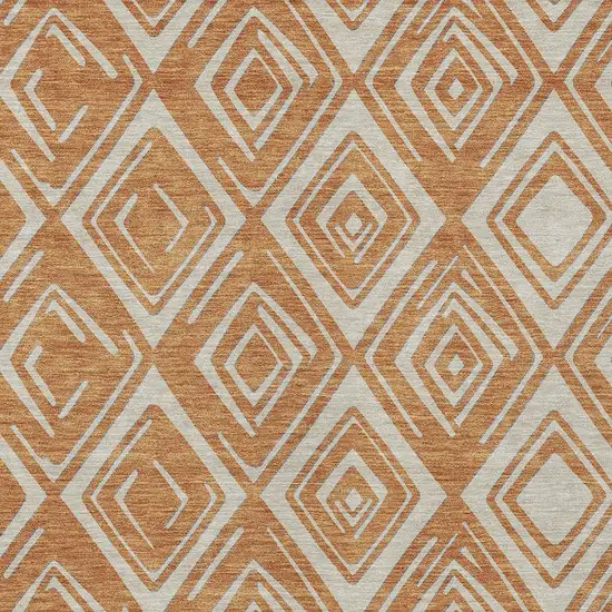 Orange And Ivory Geometric Washable Indoor Outdoor Area Rug Photo 6