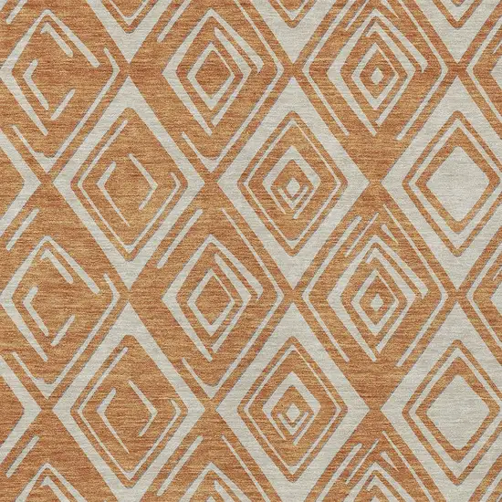 Orange And Ivory Geometric Washable Indoor Outdoor Area Rug Photo 6