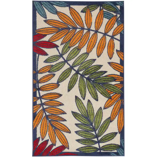 Orange And Red Floral Non Skid Indoor Outdoor Area Rug Photo 1