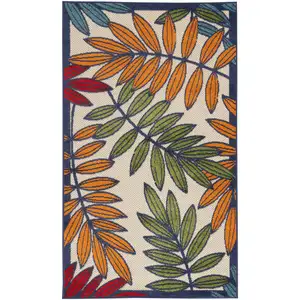 Photo of Orange And Red Floral Non Skid Indoor Outdoor Area Rug