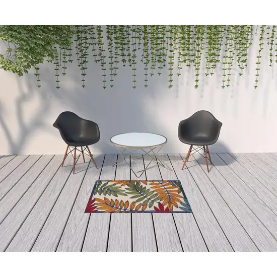 Orange And Red Floral Non Skid Indoor Outdoor Area Rug Photo 2