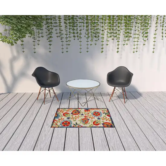 Orange And Red Toile Non Skid Indoor Outdoor Area Rug Photo 2