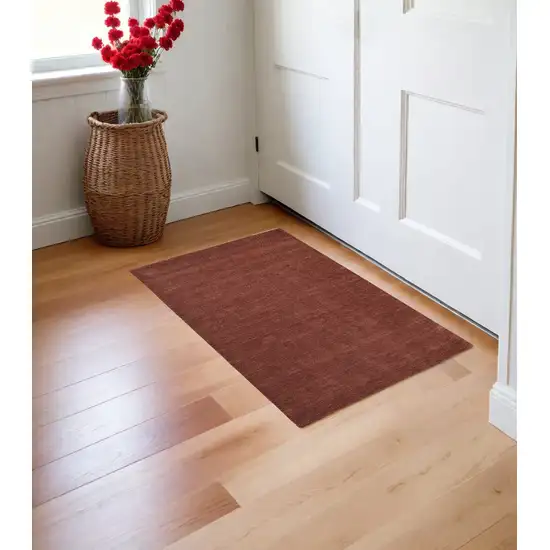 Orange and Red Wool Hand Woven Area Rug Photo 1