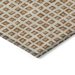 Photo of Orange Beige And Copper Geometric Washable Indoor Outdoor Area Rug