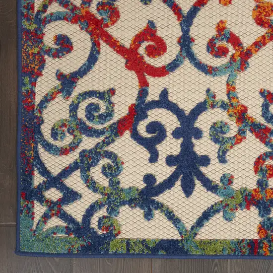 Orange Blue And Green Damask Non Skid Indoor Outdoor Area Rug Photo 5