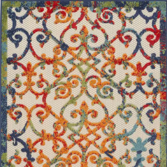 Orange Blue And Green Damask Non Skid Indoor Outdoor Area Rug Photo 4