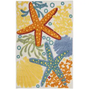 Photo of Orange Blue And Yellow Animal Print Non Skid Indoor Outdoor Area Rug