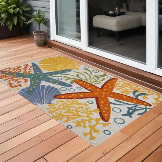 Orange Blue And Yellow Animal Print Non Skid Indoor Outdoor Area Rug Photo 1