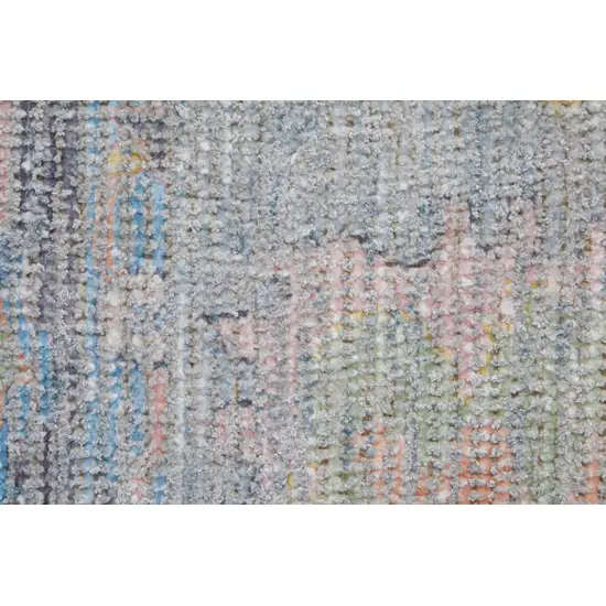 Orange Blue and Gold Floral Hand Woven Distressed Area Rug With Fringe Photo 8