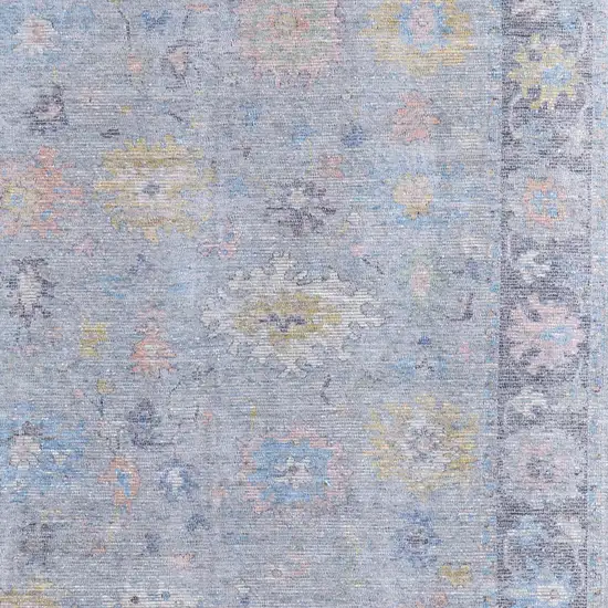 Orange Blue and Gold Floral Hand Woven Distressed Area Rug With Fringe Photo 9