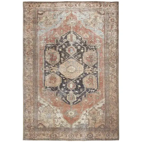 Orange Brown And Taupe Abstract Area Rug Photo 2