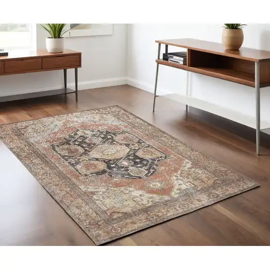 Orange Brown And Taupe Abstract Area Rug Photo 1