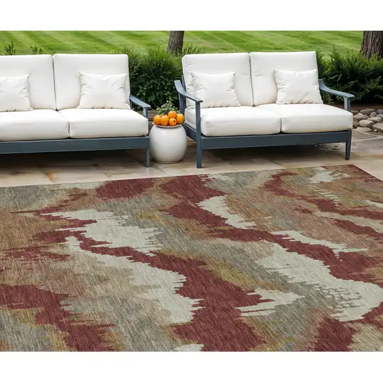 Orange Copper And Beige Abstract Washable Indoor Outdoor Area Rug Photo 1