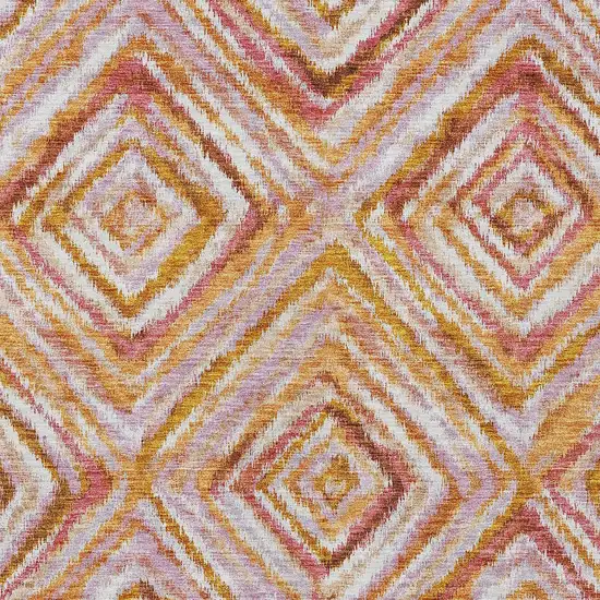 Orange Copper And Gold Geometric Washable Indoor Outdoor Area Rug Photo 6