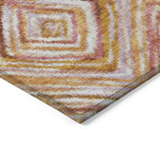 Orange Copper And Gold Geometric Washable Indoor Outdoor Area Rug Photo 4