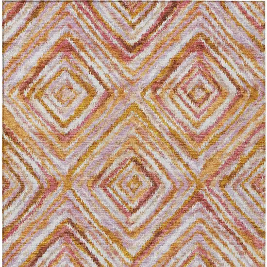 Orange Copper And Gold Geometric Washable Indoor Outdoor Area Rug Photo 7